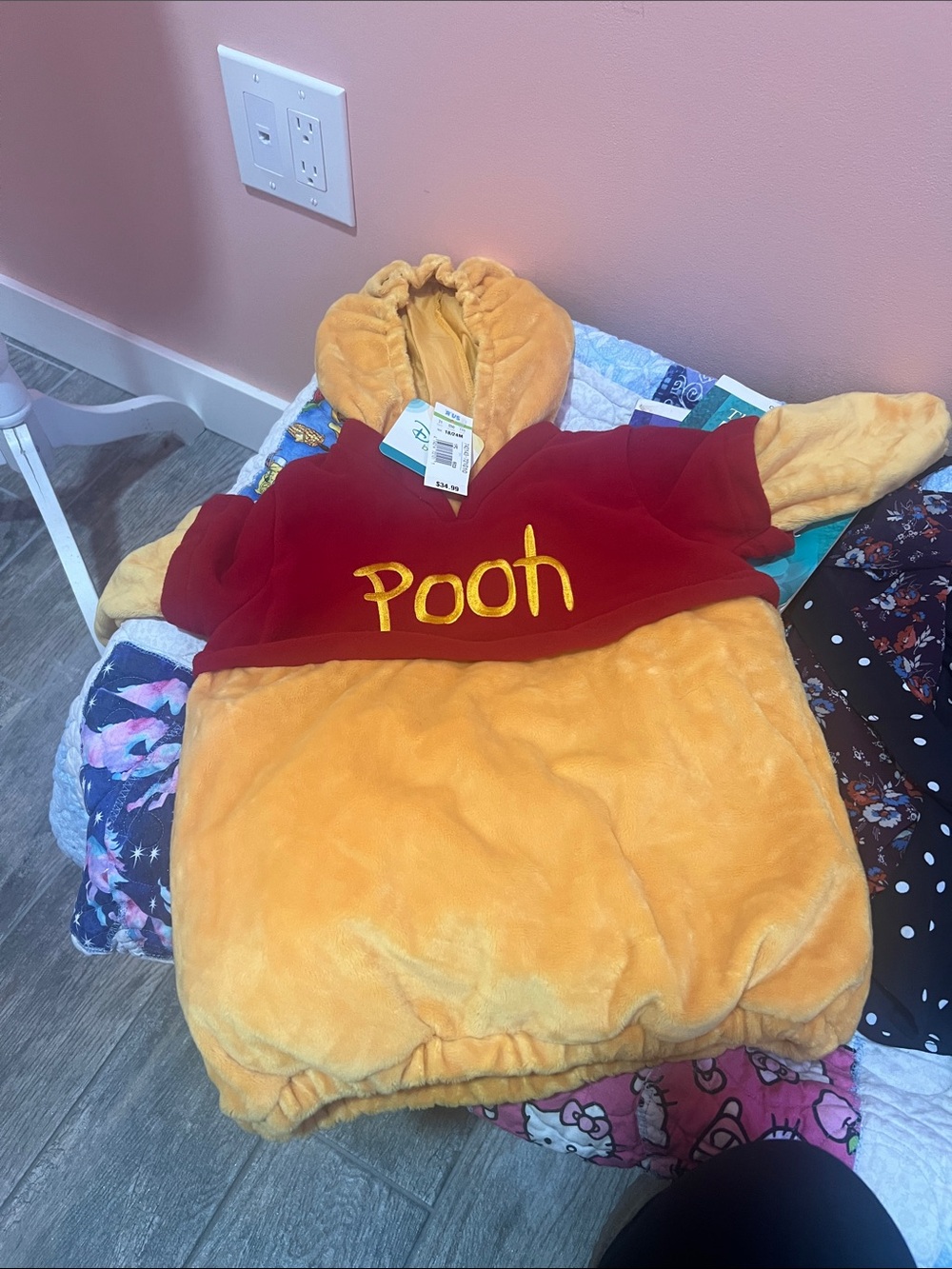 Disney Winnie the Pooh Plush Hooded Sleep Sack in Yellow & Red
